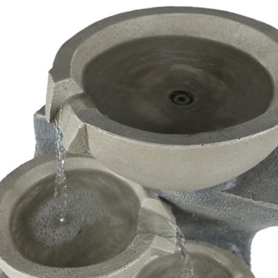 Image showing  Modern Gray Resin Tiered Bowls Outdoor Fountain with Lights, WHF734