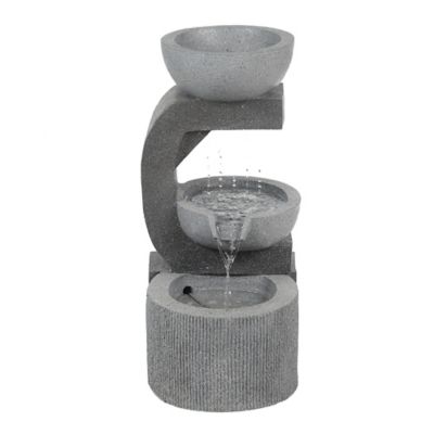 LuxenHome Gray Resin Raining Water Sculpture Outdoor Fountain with LED Lights, WHF923