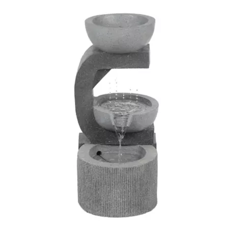 LuxenHome Outdoor Fountain with Gray Resin Rainwater Sculpture with LED Lights WHF923 Fountains