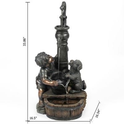 Image showing 5 th LuxenHome Modern MGO Indoor Outdoor Weathered Copper Garden Stool and Table, WHOF1280