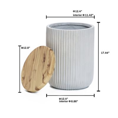 Image showing 5 th LuxenHome Gray MGO Indoor Outdoor Garden Stool and Table with Storage, WHOF1284