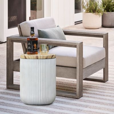 Image showing 8 th LuxenHome Gray MGO Indoor Outdoor Garden Stool and Table with Storage, WHOF1284