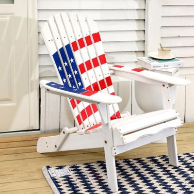 Image showing  USA Flag Patriotic Wooden Adirondack Chair