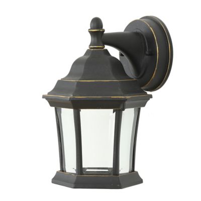 LuxenHome Black/Gold Metal Outdoor Wall Sconce Light, WHOL1335