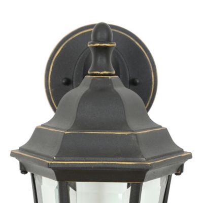 Image showing  10.24 in. Electric Outdoor Metal Wall Sconce Light, Black/Gold