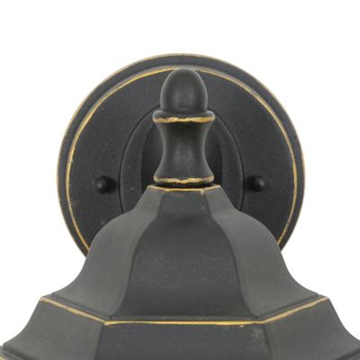 Image showing 5 th LuxenHome 10.24 in. Electric Outdoor Metal Wall Sconce Light, Black/Gold