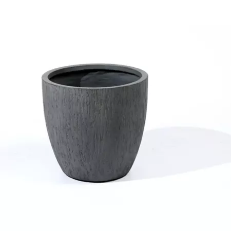 LuxenHome MGO Round Planter Gray 12 in. Planters