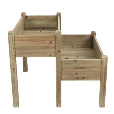 Image showing  33 gal. Natural Wood 2-Tier Raised Garden Bed Planter
