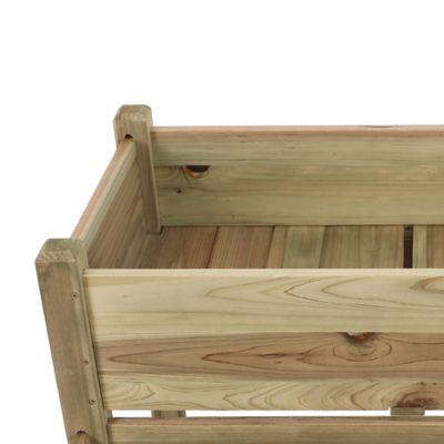 Image showing 6 th LuxenHome 33 gal. Natural Wood 2-Tier Raised Garden Bed Planter