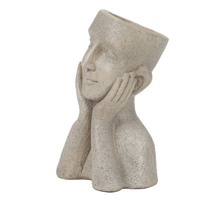 Image showing  255 oz. MGO Speckled Happy Bust Head Planter, Off-White