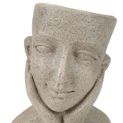 Image showing 5 th LuxenHome 255 oz. MGO Speckled Happy Bust Head Planter, Off-White