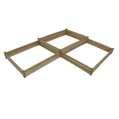 LuxenHome 48.8 cu. ft. Natural Wood 3-Section L-Shaped Raised Garden Bed