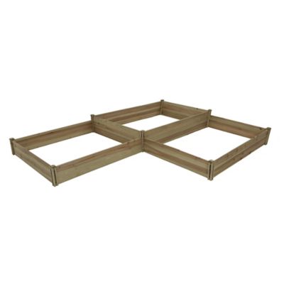Image showing  48.8 cu. ft. Natural Wood 3-Section L-Shaped Raised Garden Bed