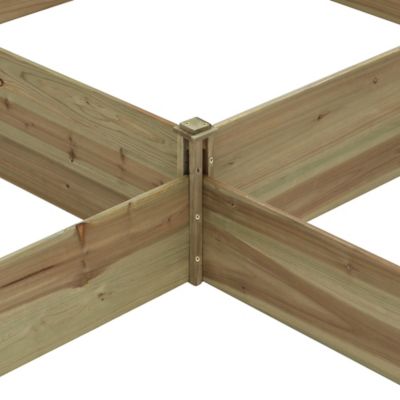 Image showing  48.8 cu. ft. Natural Wood 3-Section L-Shaped Raised Garden Bed