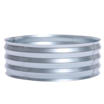LuxenHome 8.4 cu. ft. Galvanized Metal Round Raised Garden Bed, 3 ft.