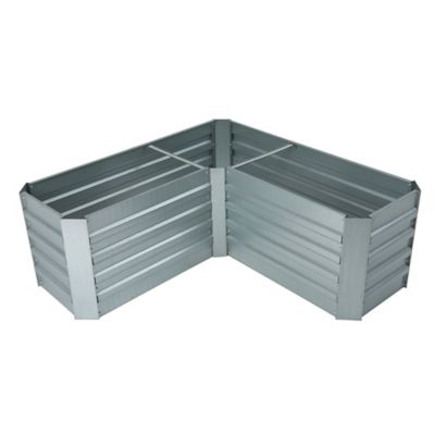 LuxenHome L-Shaped Galvanized Metal Raised Garden Bed, WHPL1273
