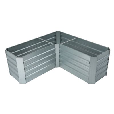 LuxenHome 14.6 cu. ft. Galvanized Metal L-Shaped Raised Garden Bed