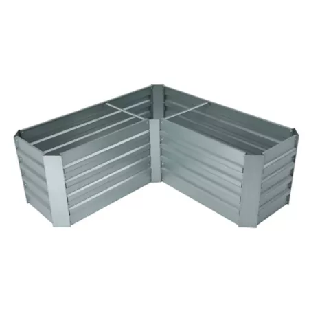 LuxenHome 14.6 cu ft Galvanized Metal L-Shaped Raised Garden Bed Planters