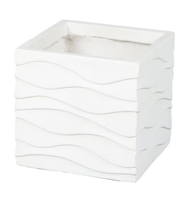 LuxenHome White Waves 14.17 in. Square MGO Planter, WHPL1305