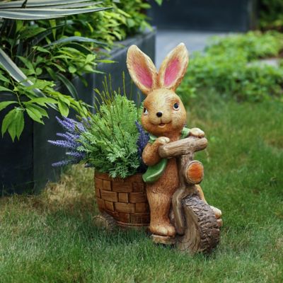 Image showing  1 gal. MGO Brown Bunny Rabbit on a Bicycle Planter