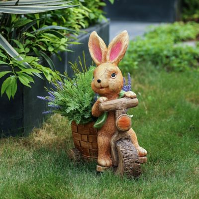 Image showing  1 gal. MGO Brown Bunny Rabbit on a Bicycle Planter