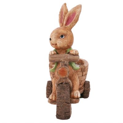 Image showing 5 th LuxenHome 1 gal. MGO Brown Bunny Rabbit on a Bicycle Planter