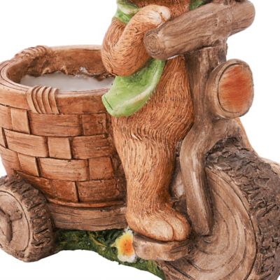 Image showing 6 th LuxenHome 1 gal. MGO Brown Bunny Rabbit on a Bicycle Planter