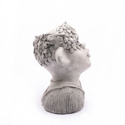Image showing  2.6 qt. MGO Kissing Flower Child Bust Planter, Gray