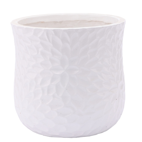 LuxenHome 16.1 qt. MGO Floral Round Planter, White