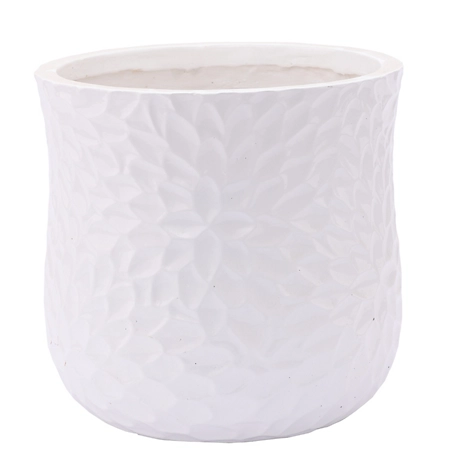 LuxenHome 16.1 qt. MGO Floral Round Planter, White