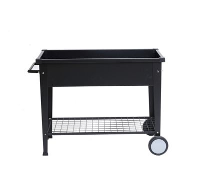 LuxenHome 72.4 qt. Metal Mobile Raised Garden Bed Planter Cart with Legs, Black