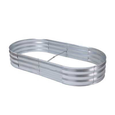 LuxenHome 135.85 gal. Galvanized Steel Oval Raised Garden Bed Planter, 6 ft. x 3 ft.