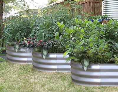 Image showing  135.85 gal. Galvanized Steel Oval Raised Garden Bed Planter, 6 x 3ft.