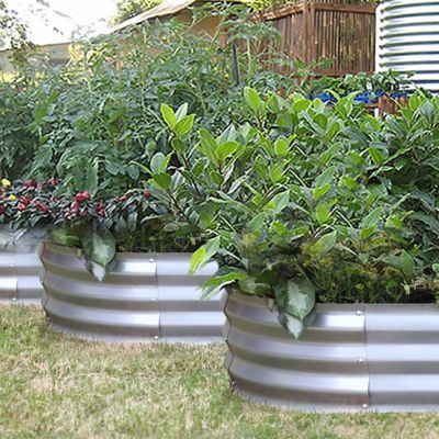 Image showing  135.85 gal. Galvanized Steel Oval Raised Garden Bed Planter, 6 x 3ft.