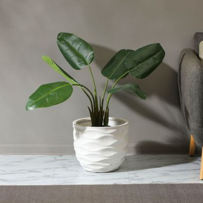 Image showing  MGO Waves Round Planter, White, 11.6 in.