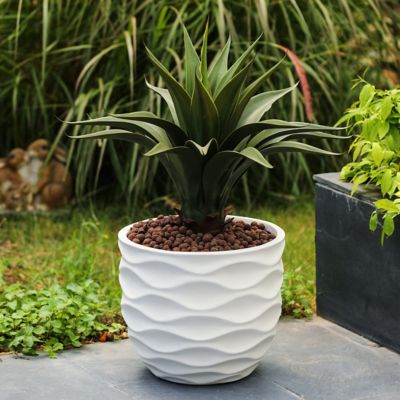 Image showing  MGO Waves Round Planter, White, 11.6 in.