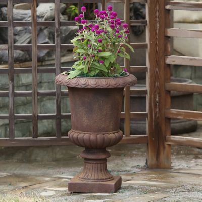 LuxenHome Rustic Brown MGO Indoor/Outdoor Urn Planter, 15 in. Diameter, WHPL269