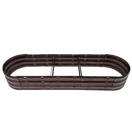 LuxenHome 5.5 ft. Oval Brown Metal Garden Bed, WHPL431