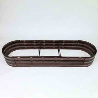 Image showing  4 cu. ft. Metal Oval Garden Bed, Brown, 5.5 ft.