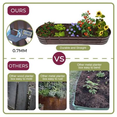 Image showing  4 cu. ft. Metal Oval Garden Bed, Brown, 5.5 ft.