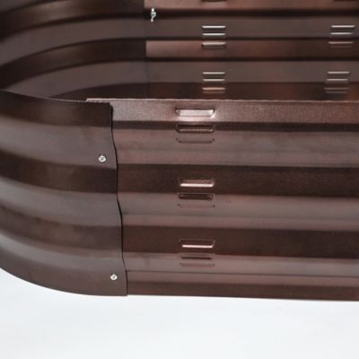 Image showing  4 cu. ft. Metal Oval Garden Bed, Brown, 5.5 ft.