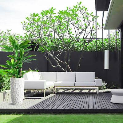 Image showing  White MGO 22 in. Geometric Pattern Round Tall Planter, WHPL507