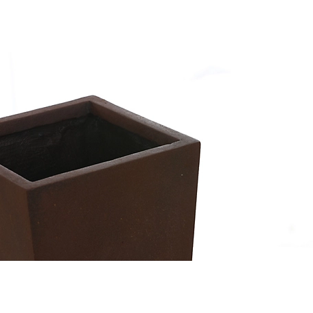 LuxenHome Rustic Brown MGO 18.5 in. Tall Tapered Square Planter, WHPL635