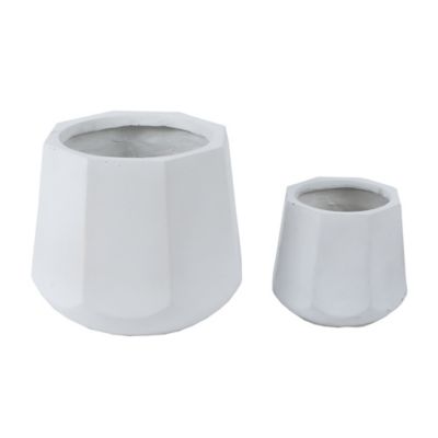 LuxenHome Assorted MGO Octagonal Planters, White, 2-Pack