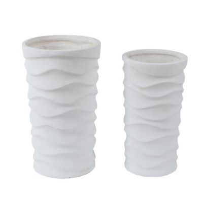 Image showing  Assorted MGO Waves Tall Round Planters, White, 2-Pack