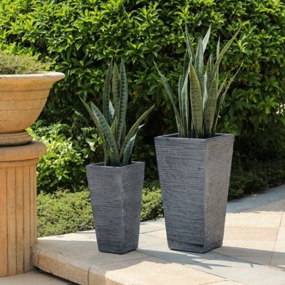 Image showing  46.3 qt. Assorted MGO Tall Tapered Square Planters, Gray, 2-Pack