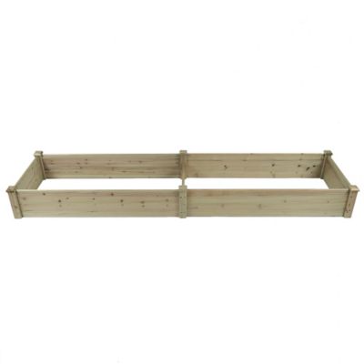 LuxenHome Natural Wood 8 ft. x 2 ft. Outdoor Vegetable Flower Raised Garden Bed Planter, WHPL884