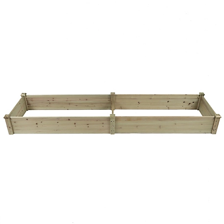 LuxenHome Natural Wood 8 ft. x 2 ft. Outdoor Vegetable Flower Raised Garden Bed Planter, WHPL884