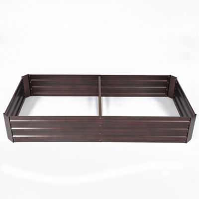 LuxenHome 18 cu. ft. Galvanized Steel Rectangular Raised Garden Bed Planter, 5.8 ft. x 2.9 ft., Brown