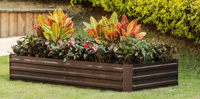 Image showing  18 cu. ft. Galvanized Steel Rectangular Raised Garden Bed Planter, 5.8 x 2.9ft., Brown